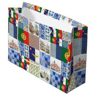 Cadeauzak met Portugese vlag en vlag van de Azoren Groot Cadeauzakje