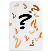 Cadeauzak - Oranje vraagtekens Medium Cadeauzakje (Voorkant)