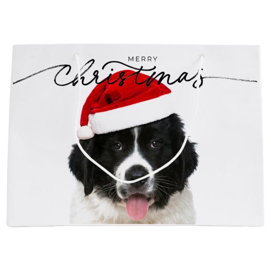 CADEAUZAK ST BERNARD PUPPY MET KERSTMUTS GROOT CADEAUZAKJE (Voorkant)