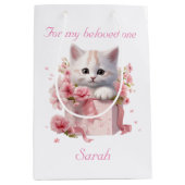 Cadeauzak voor kattenliefhebbers Custom Name Schat Medium Cadeauzakje (Voorkant)