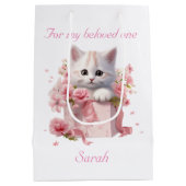 Cadeauzak voor kattenliefhebbers Custom Name Schat Medium Cadeauzakje (Achterkant)