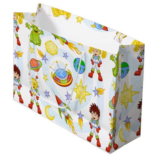 Cadeauzak voor Ruimtekinderen Large Cadeautasje (Voorkant Gekanteld)