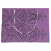 CADEAUZAK ZWART ANTIEK KANT IN LICHTE PRUIMEN GROOT CADEAUZAKJE (Voorkant)