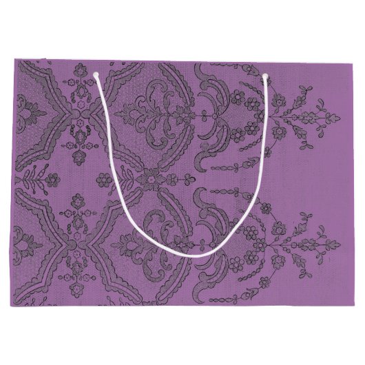 CADEAUZAK ZWART ANTIEK KANT IN LICHTE PRUIMEN GROOT CADEAUZAKJE (Achterkant)