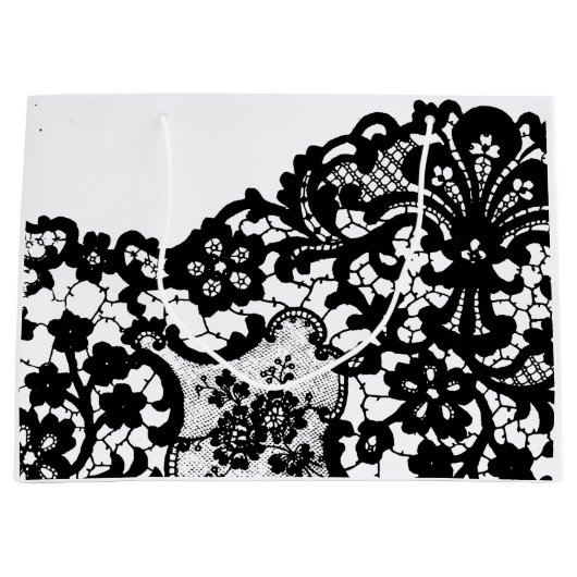 CADEAUZAK ZWART-WIT KANT GROOT CADEAUZAKJE (Voorkant)