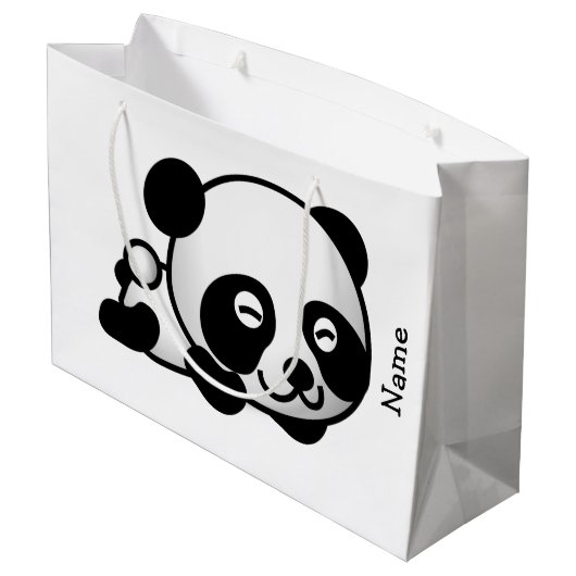 cadeauzakje. Panda. Large Cadeautasje (Achterkant Gekanteld)