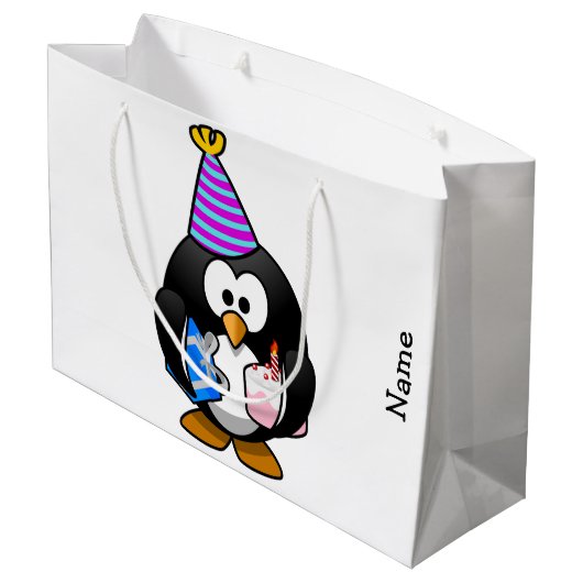 cadeauzakje. Pinguïn. Groot Cadeauzakje (Achterkant Gekanteld)
