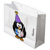 cadeauzakje. Pinguïn. Groot Cadeauzakje (Voorkant Gekanteld)