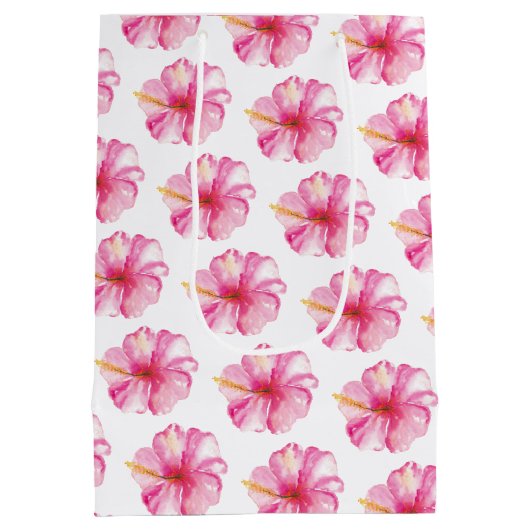 Cadeauzakjes Tropische Waterverf Hibiscus Flowers Medium Cadeauzakje (Achterkant)