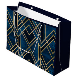 Cadeauzakken - Art Deco Blue & Gold Mirrored Groot Cadeauzakje