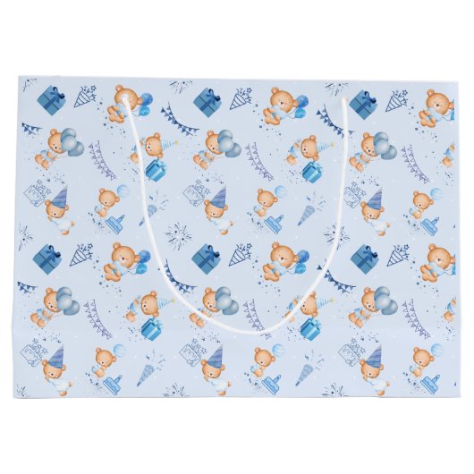 Cadeauzakken baby shower lichtblauw groot cadeauzakje (Achterkant)