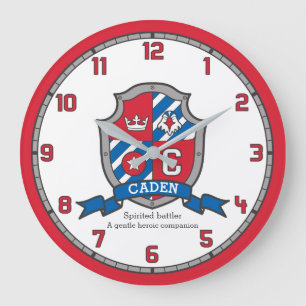 Caden name: heraldry shield letter C bird Grote Klok