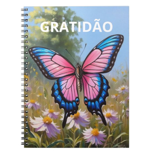 Caderno (80 Páginas, P&B) Borboleta Notitieboek (Voorkant)