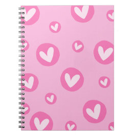 Caderno de Espiral com Padrão de Corações Rosa Notitieboek