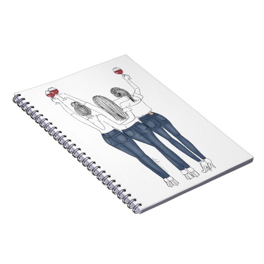 Caderno Desenho Amigas com Vinho Notitieboek (Rechterzijde)