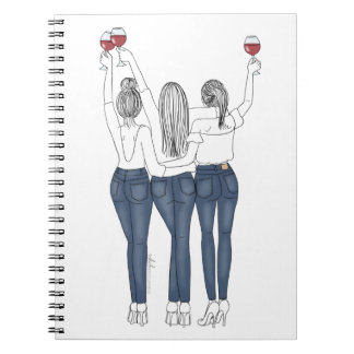 Caderno Desenho Amigas com Vinho Notitieboek