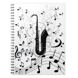 Caderno Espial musical com saxofone Notitieboek