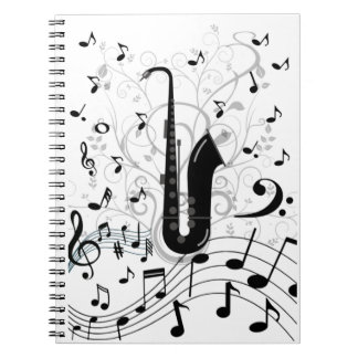 Caderno Espial musical com saxofone Notitieboek