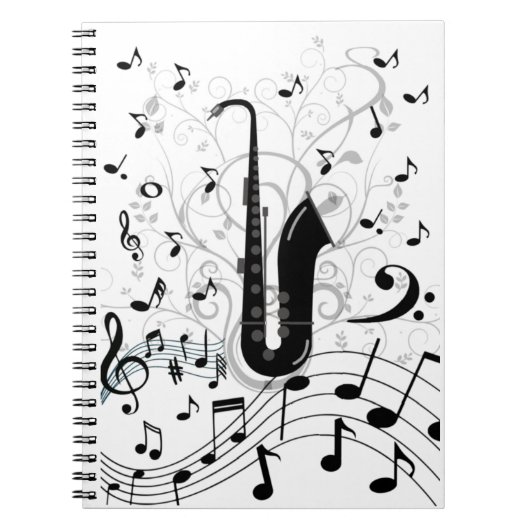 Caderno Espial musical com saxofone Notitieboek (Voorkant)