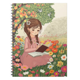 Caderno Espiral com Foto Menina escrevendo Notitieboek