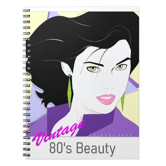 Caderno Espiral - com rosto de mulher 80s Style Notitieboek (Voorkant)