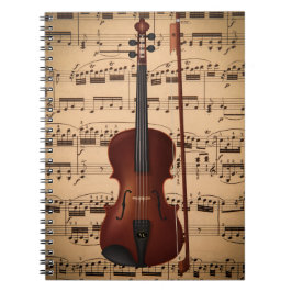 Caderno espiral musical com arte digital violino notitieboek