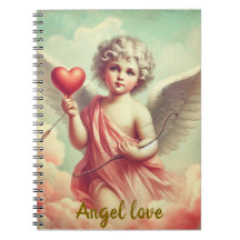 caderno personalizado anjo cupido com coração 