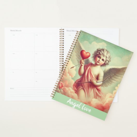 caderno personalizado anjo cupido com coração  planner (Display)