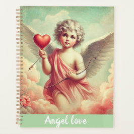caderno personalizado anjo cupido com coração  planner