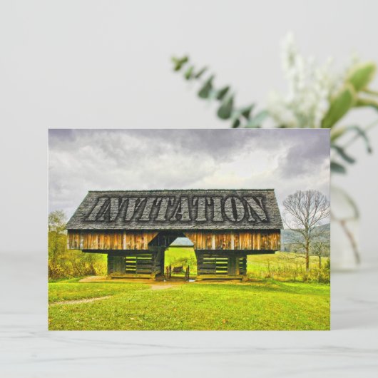 Cades Cove Cantilever Barn op Tipton Place Kaart (Staand voorkant)