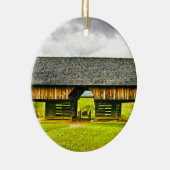 Cades Cove Cantilever Barn op Tipton Place Keramisch Ornament (Rechts)