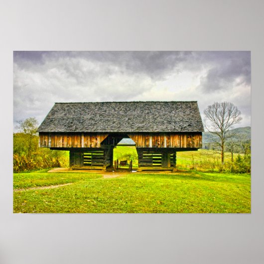 Cades Cove Cantilever Barn op Tipton Place Poster (Voorkant)
