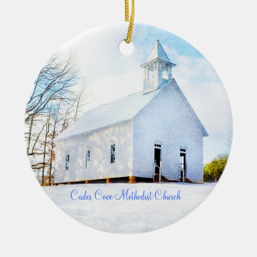 Cades Cove Methodist Church Ornament - Winter (Voorkant)