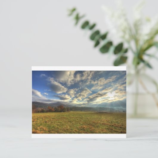 Cades Cove Morning Sun Rays Briefkaart (Staand voorkant)