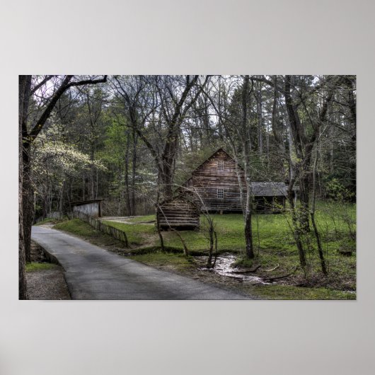 Cades Cove Rustic Cabin Landscape Poster (Voorkant)