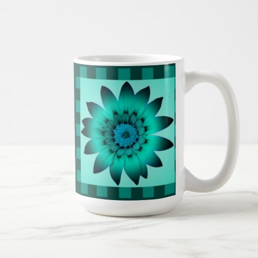 Cadet Blue Daisy Flower, Pattern Stripes - Mok (Rechts)