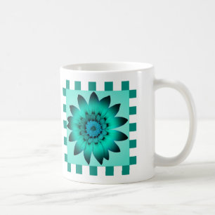 Cadet Blue Daisy Flower, Pattern Stripes - Mok