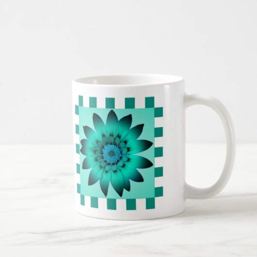 Cadet Blue Daisy Flower, Pattern Stripes - Mok (Rechts)