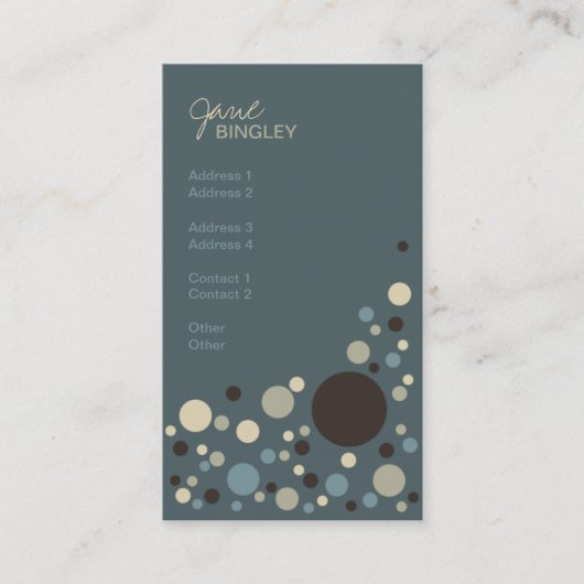 Cadet Blue en Tan Retro Stippen Visitekaartje (Voorkant)