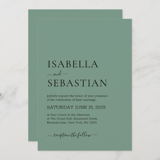 Cadet Blue Wedding Simple Kaart (Voorkant / Achterkant)