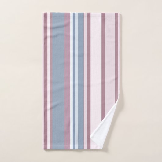 Cadet Grey and Desaturated Rose Stripes Bad Handdoek (Handdoek)