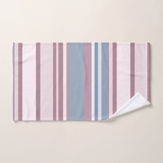 Cadet Grey and Desaturated Rose Stripes Bad Handdoek (Handdoek)