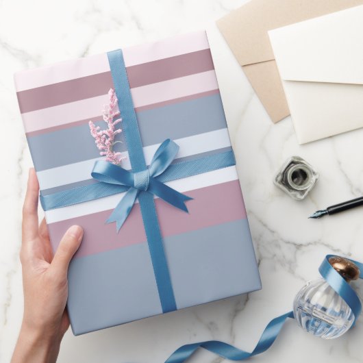 Cadet Grey and Desaturated Rose Stripes Cadeaupapier (Geschenken)