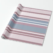 Cadet Grey and Desaturated Rose Stripes Cadeaupapier (Uitgerold)