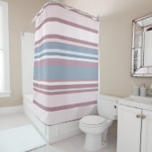 Cadet Grey and Desaturated Rose Stripes Douchegordijn (In situ)
