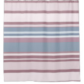 Cadet Grey and Desaturated Rose Stripes Douchegordijn (Voorkant)