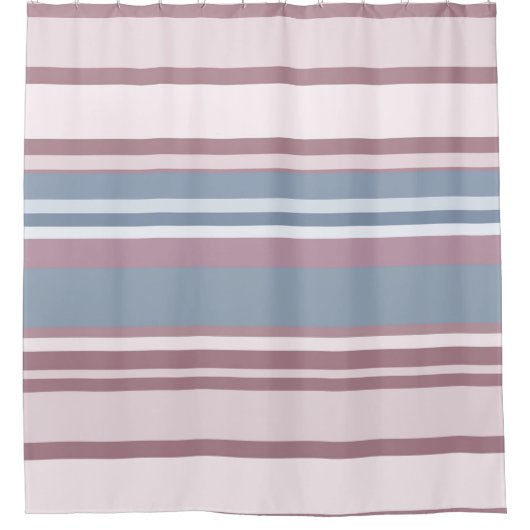 Cadet Grey and Desaturated Rose Stripes Douchegordijn (Voorkant)