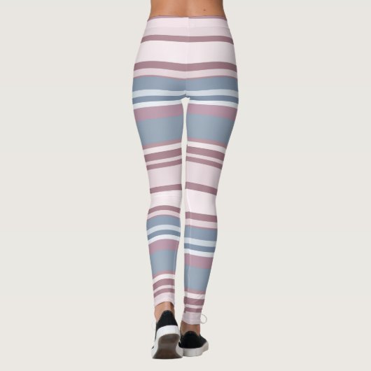 Cadet Grey and Desaturated Rose Stripes Leggings (Achterkant)