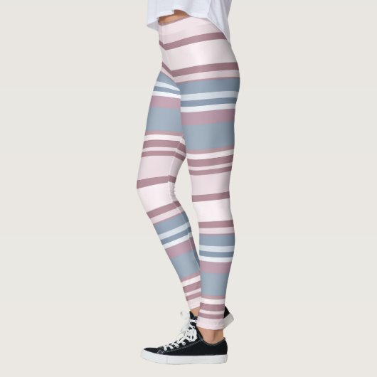 Cadet Grey and Desaturated Rose Stripes Leggings (Links)