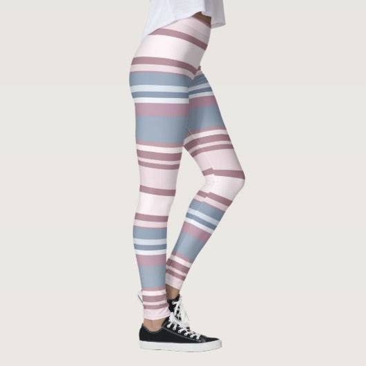 Cadet Grey and Desaturated Rose Stripes Leggings (Rechts)